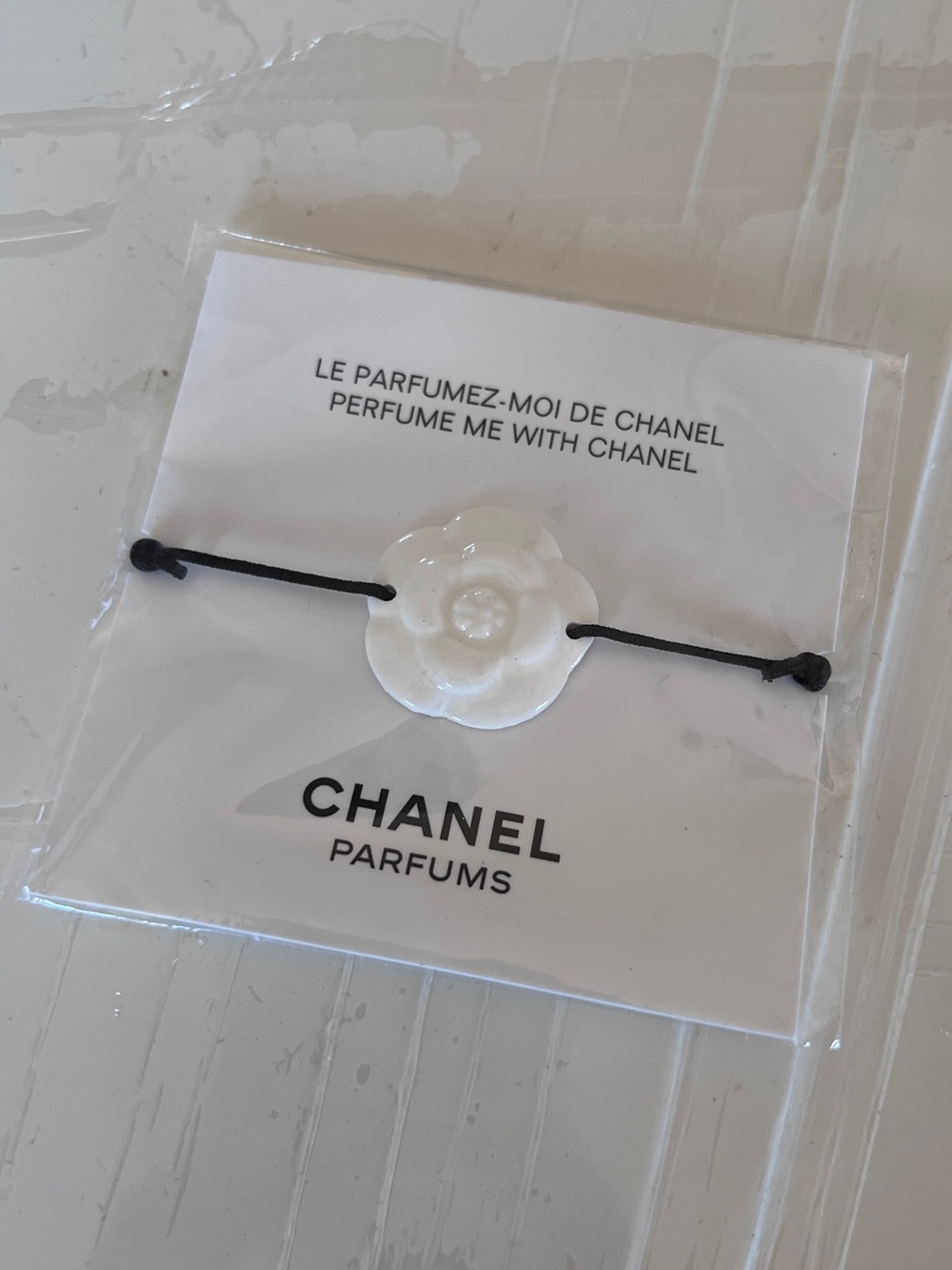 New! CHANEL Perfume Me Ceramic White Camellia Adjustable Bracelet